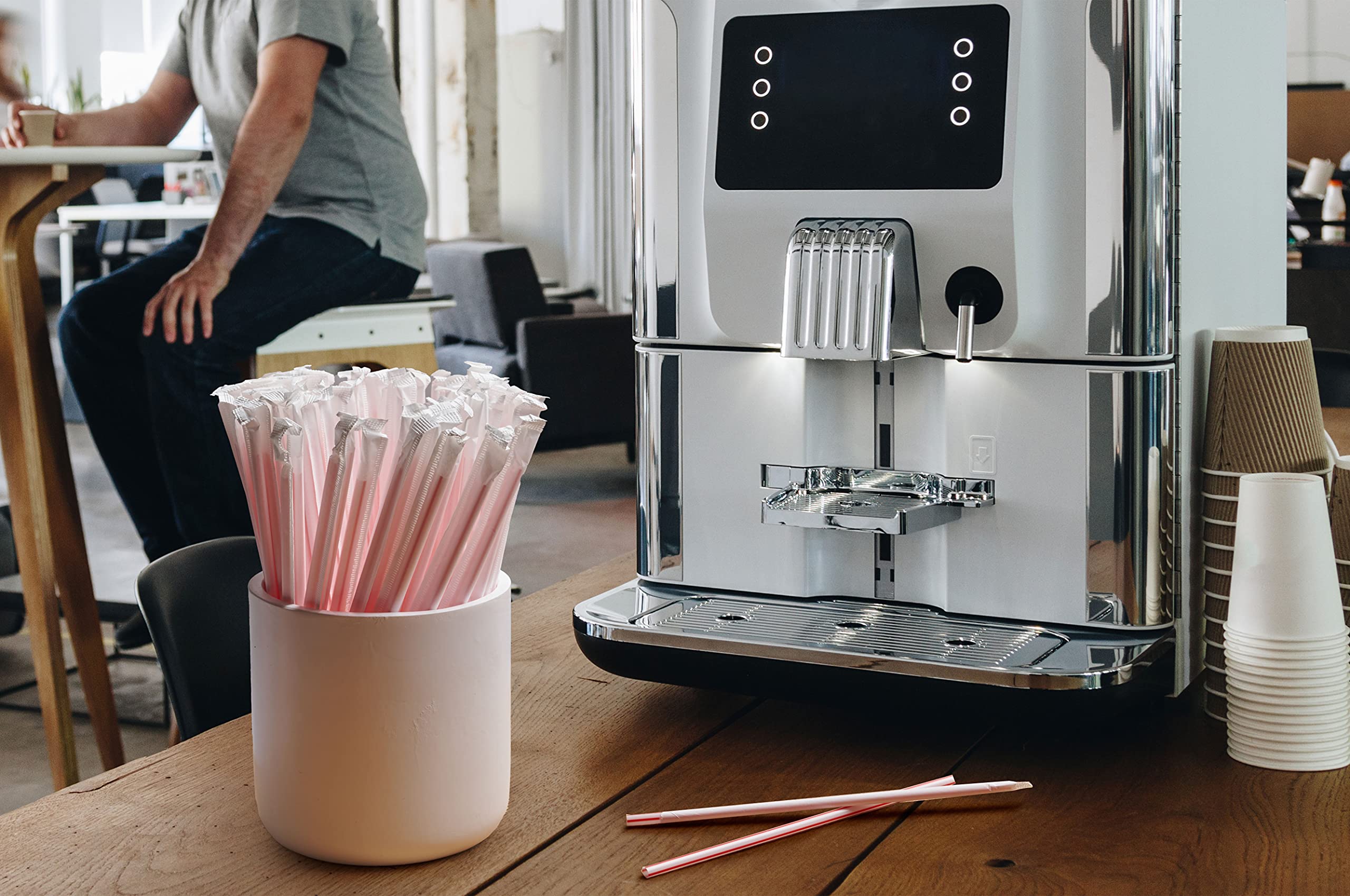 [500] Cocktail Plastic Straws Stirrers, Individually Wrapped (Paper Wrapped), 5.75" BPA Free Disposable Colored Cocktail/Coffee Stir Sticks - Image 4