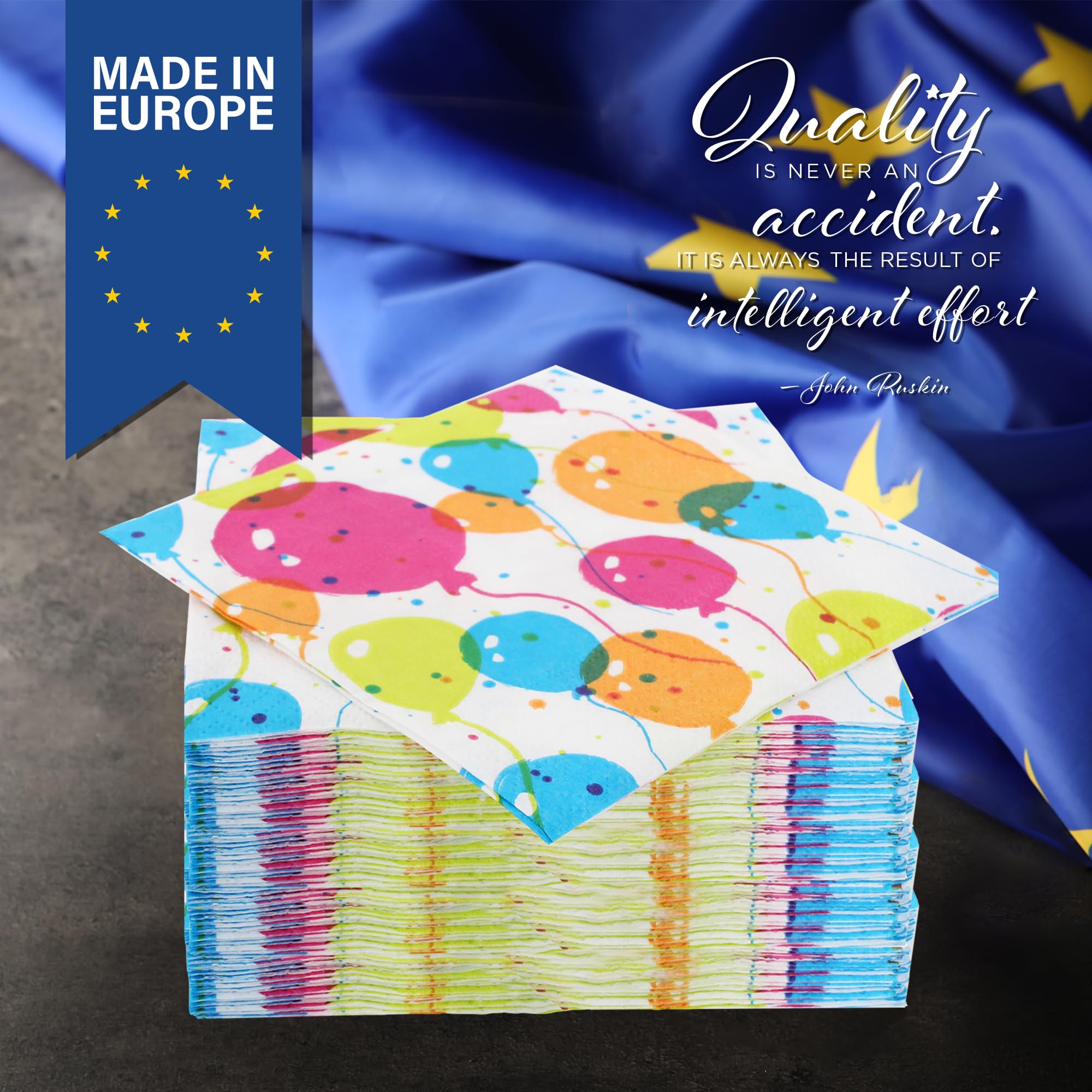 Balloon Beverage Napkins for Cocktails, Appetizers, Bar Drinks, Birthdays and Party Events, 3 Ply Thick and Absorbent, (Splash Balloon, 20 Count Beverage) - Image 3