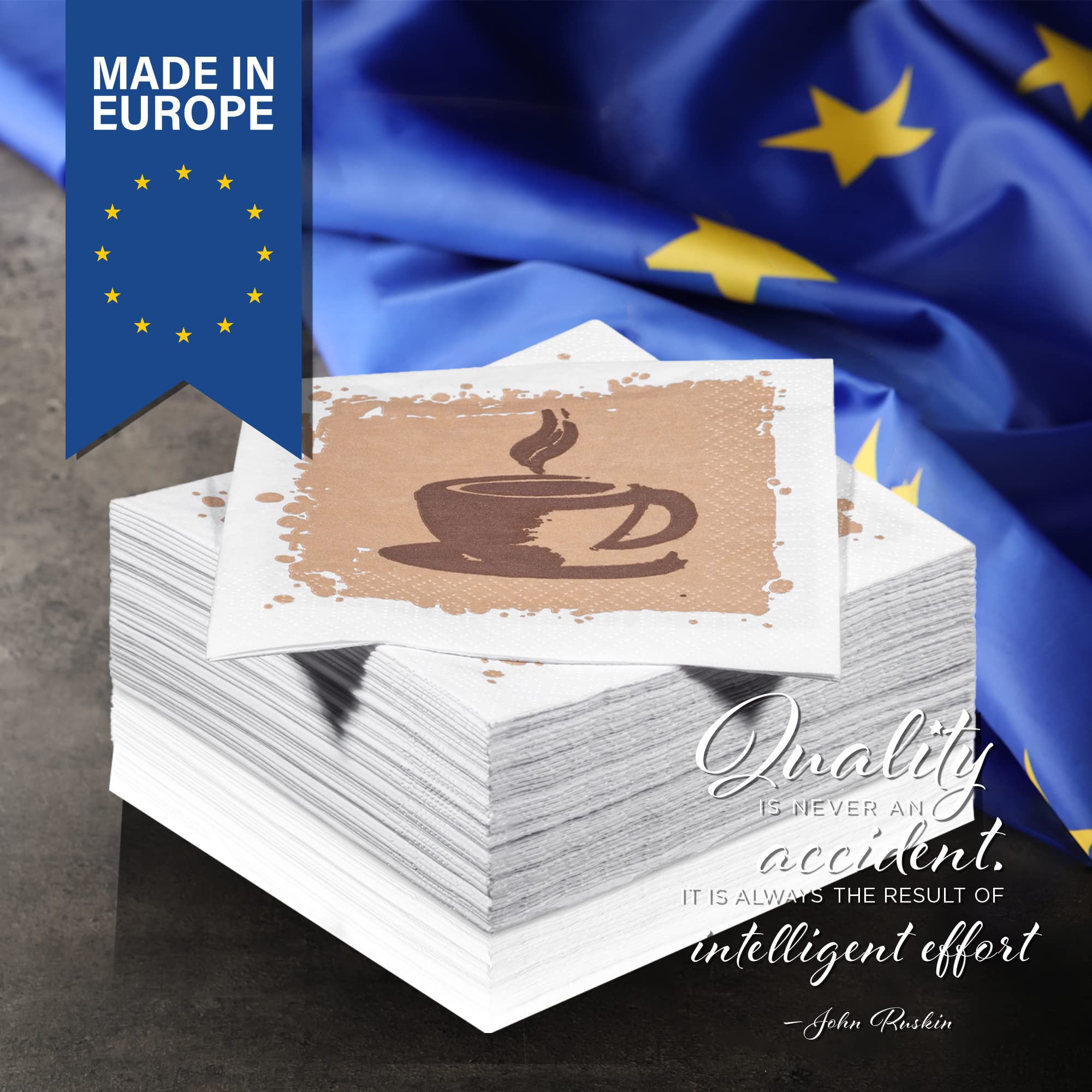 Cafeteria Beverage Napkins (300 Count) 2-Ply Disposable Cocktail Napkins for Bar, Weddings, Parties, Events, Premium Quality and EU Made - Image 3