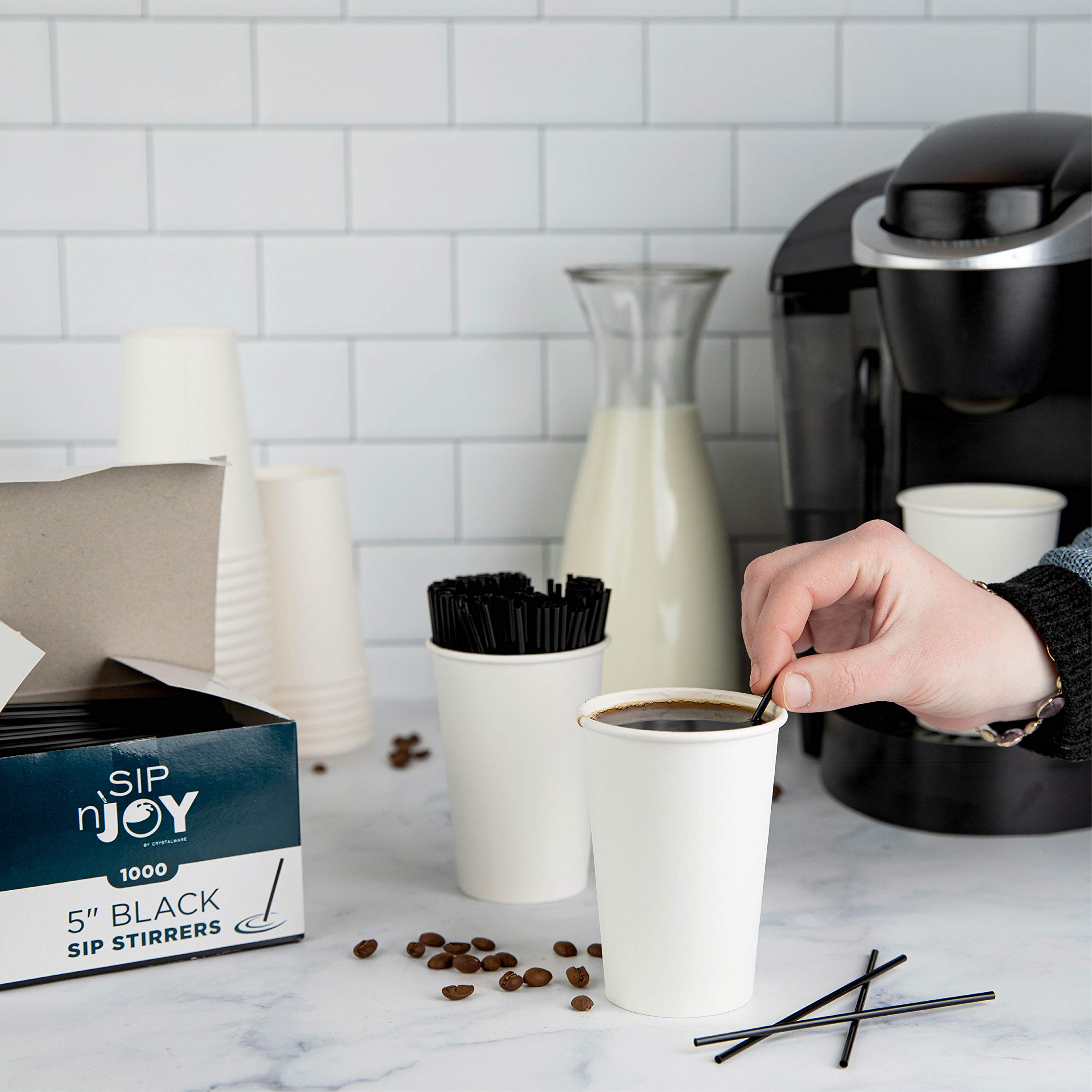 Coffee Stirrers Sticks, Disposable Plastic Drink Stirrer Sticks, 1000 Stirrers, Use It As A Coffee Straws Or A Cocktail Mixers (Black, 5-Inch (Pack of 1) - Image 4