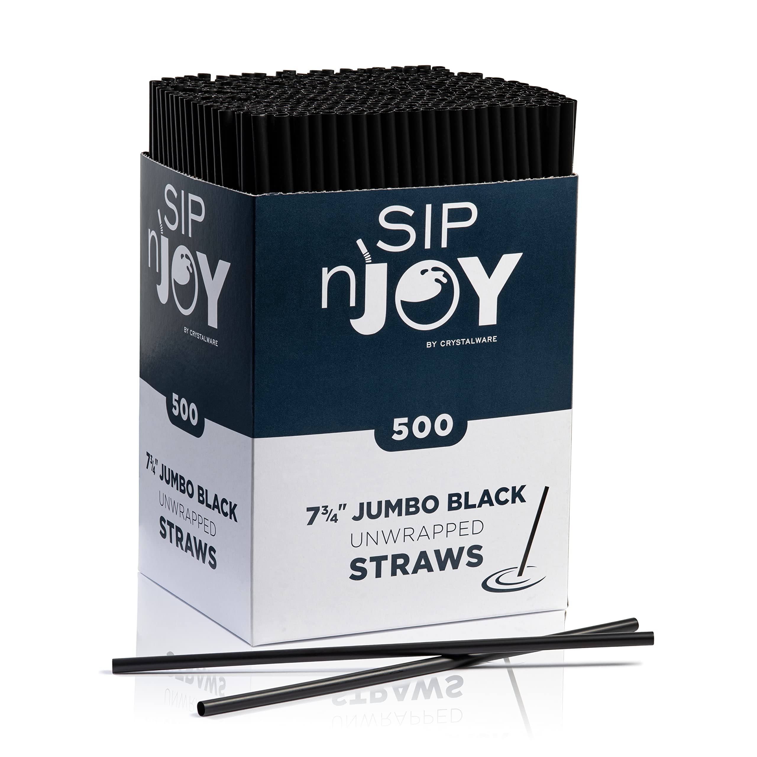 Crystalware, Black Plastic Straws, 7 3/4 Inches, Jumbo Pack 500 Straws - 2 Packs - Image 3