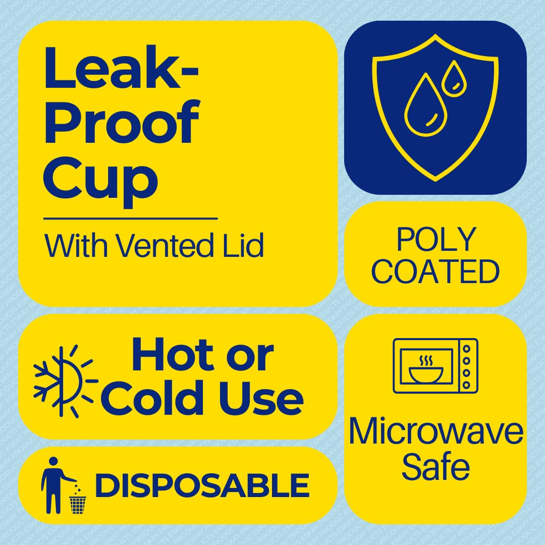 ESKAY PRODUCTS Soup – Ice Cream Containers w/Lids – Packed 250 Cups/Lids Per Case, Sturdy and Disposable 16oz. White - Image 3