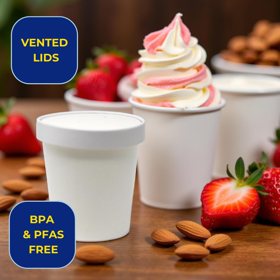 ESKAY PRODUCTS Soup – Ice Cream Containers w/Lids – Packed 250 Cups/Lids Per Case, Sturdy and Disposable 16oz. White - Image 4