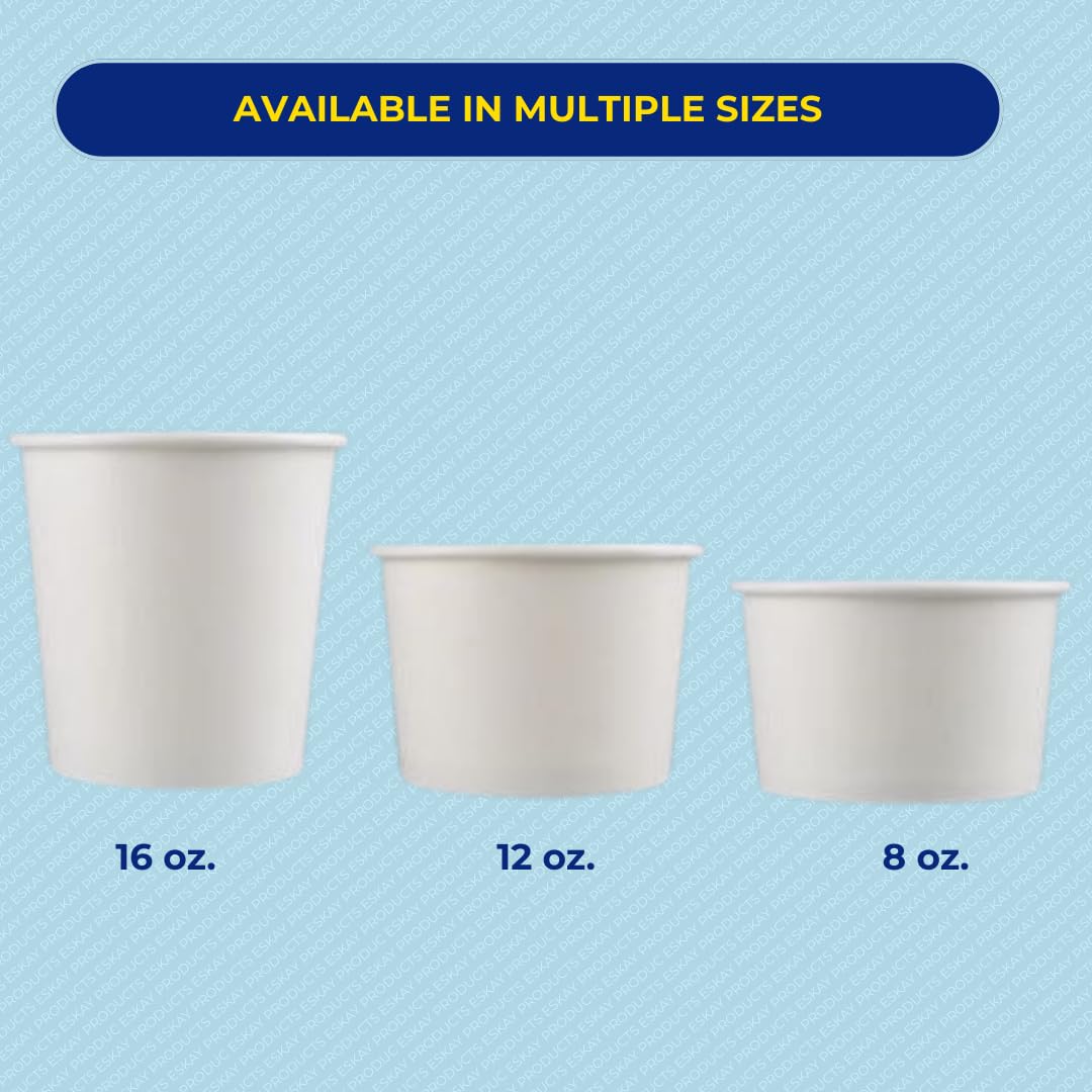 ESKAY PRODUCTS Soup – Ice Cream Containers w/Lids – Packed 250 Cups/Lids Per Case, Sturdy and Disposable 16oz. White - Image 6