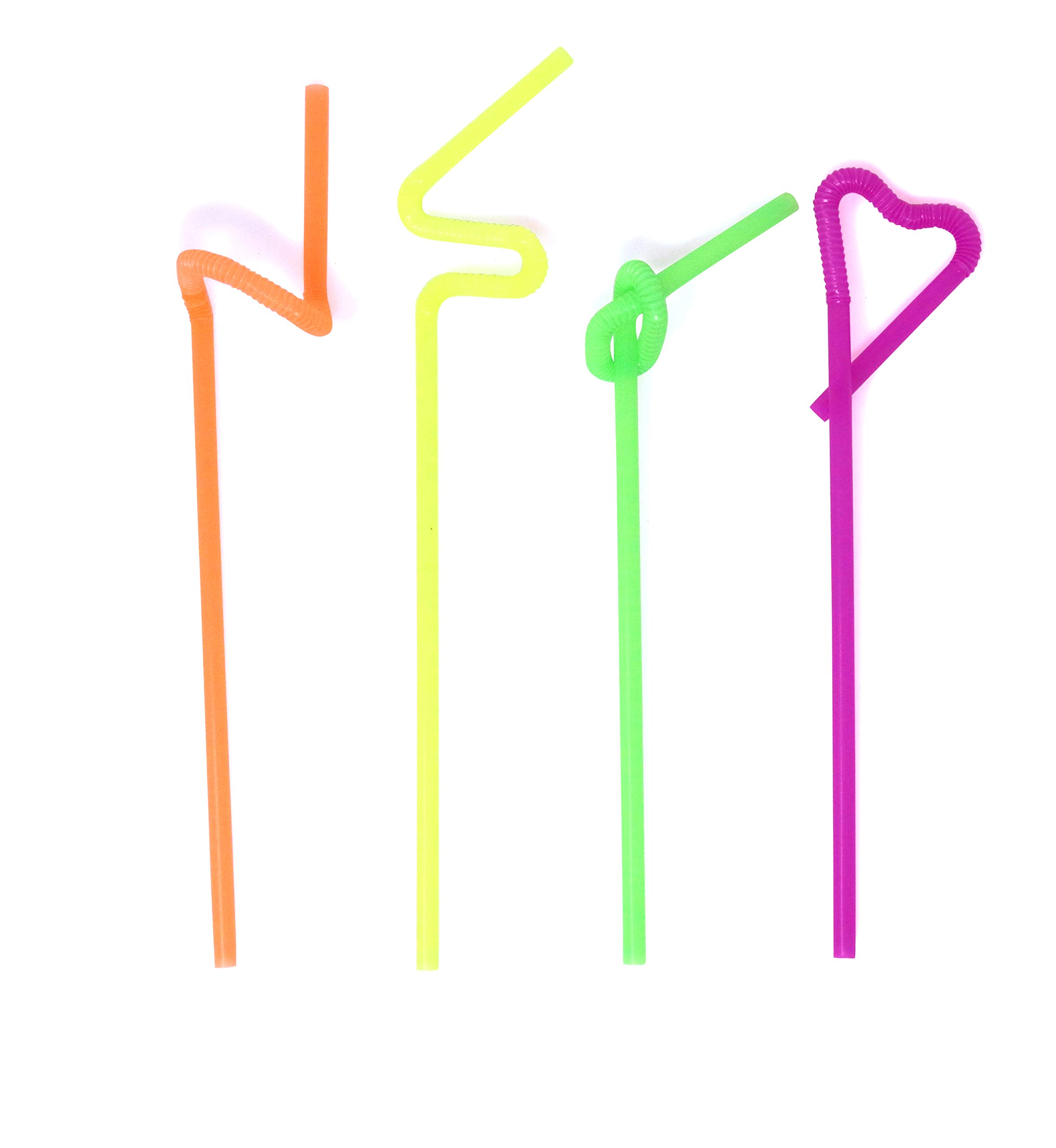 Flexible Neon Straws - BPA Free Plastic Straws - Colorful, Extra Long, Jumbo, 10'-12.75', 300 Pack - Image 3