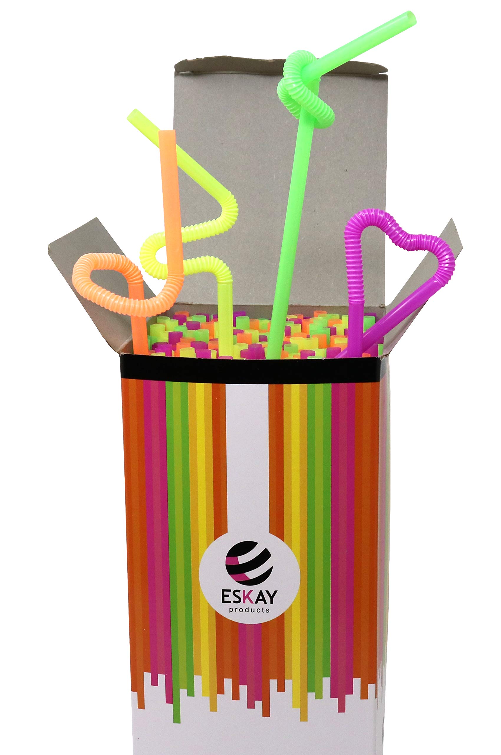 Flexible Neon Straws - BPA Free Plastic Straws - Colorful, Extra Long, Jumbo, 10'-12.75', 300 Pack - Image 6