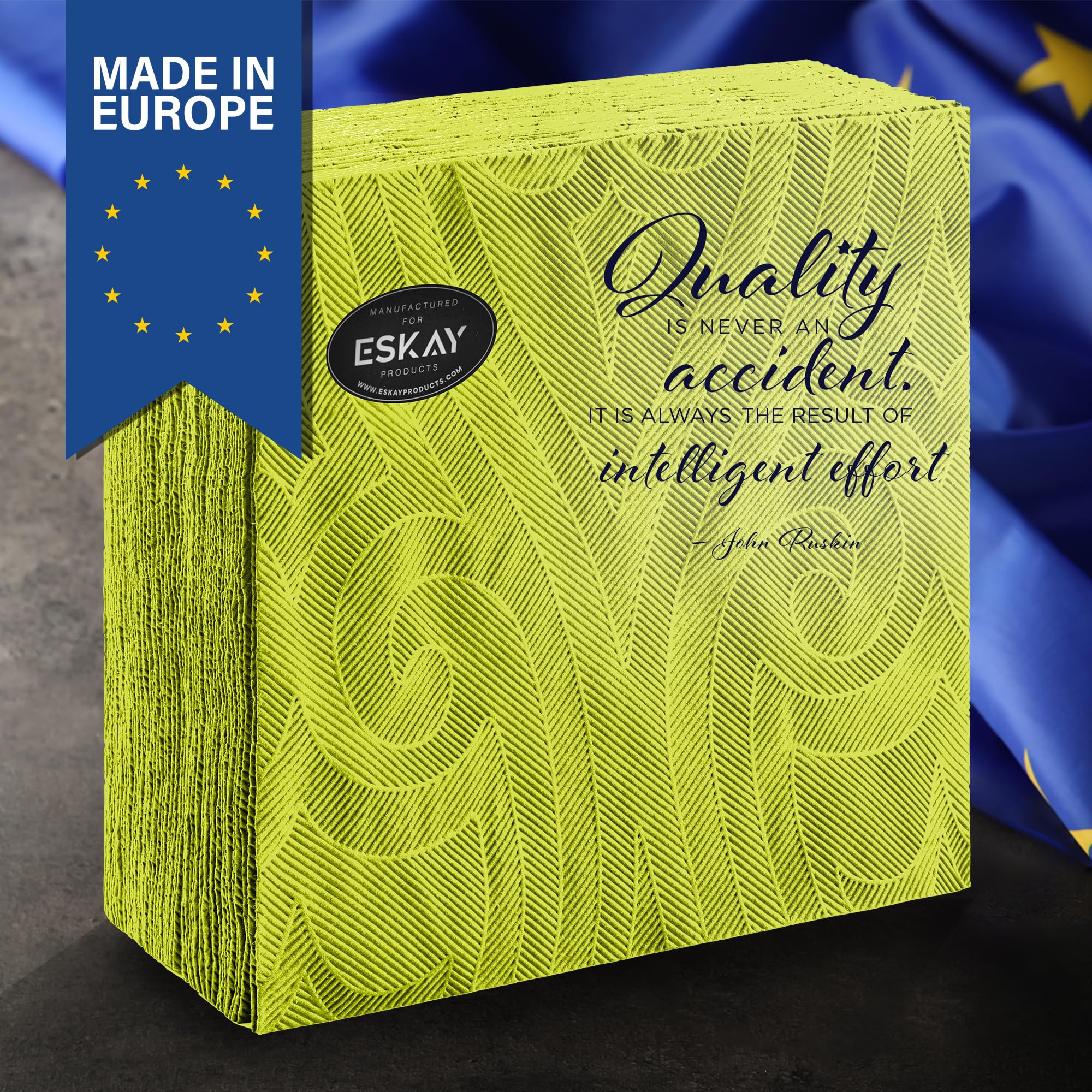 Kiwi Dinner Extra Heavy Paper Napkins - 8"x 8"- Disposable Dinner Napkins - Alternative To a Real Cloth Napkin - Elegant Designed Napkin, 40-Bag - Image 3