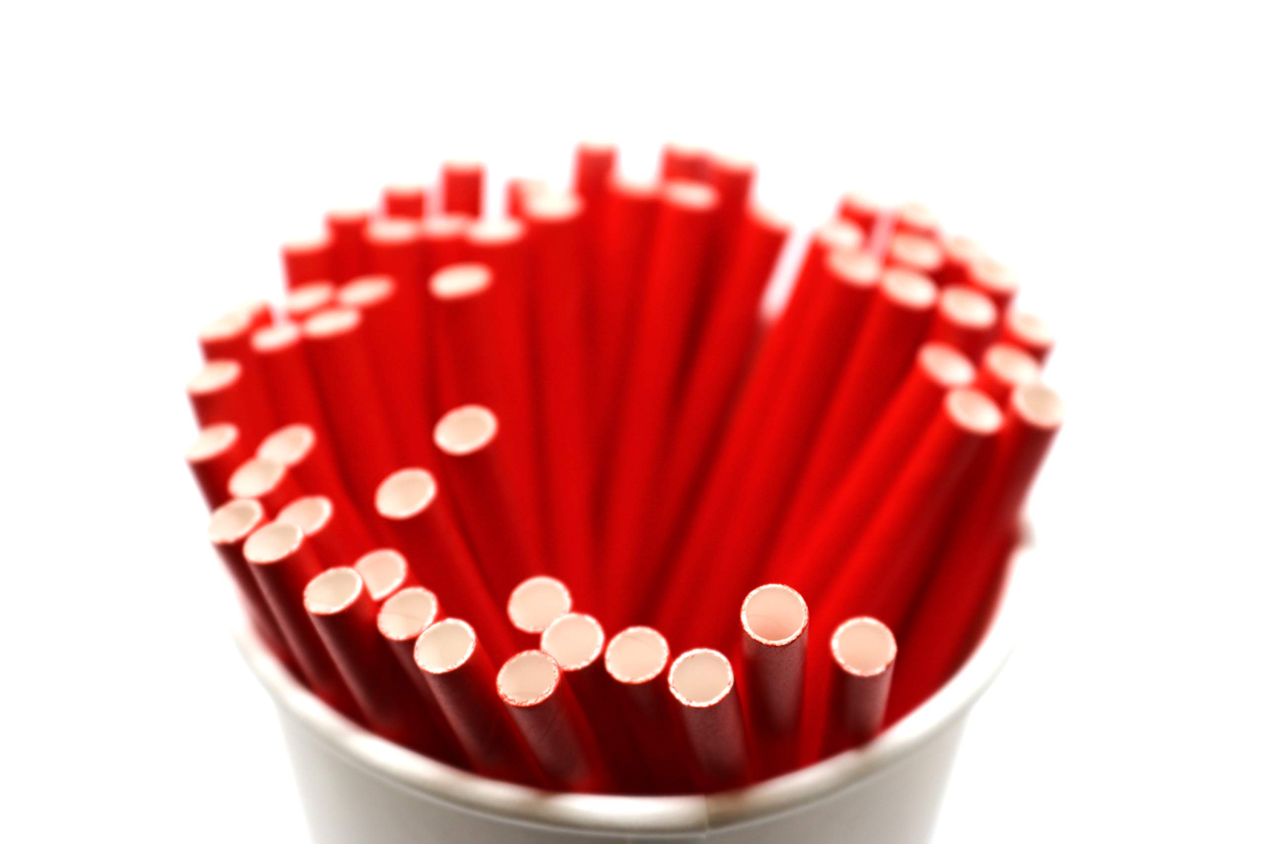Paper Stirrer, Short Straw, 5" Inch Eco- Friendly and Bio-Degradable Straw, For Coffee, Cocktails and Beverages, 500/Straws Bulk Pack, Red - Image 3