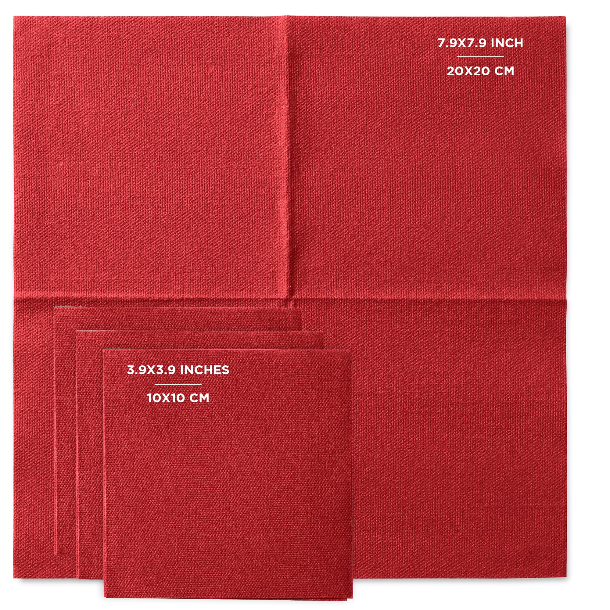 Red Linen-Feel Paper Cocktails Napkins, For Beverage, Desserts, Parties, and Drinks, Disposable and Fully Biodegradable Airlaid Napkins, 180 Pack - Image 4